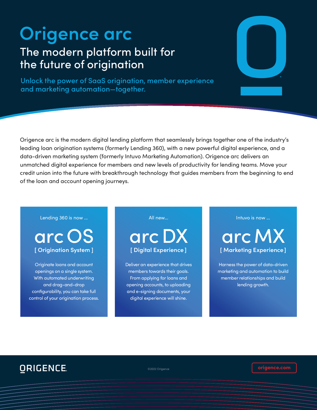 Origence arc Overview Product Sheet